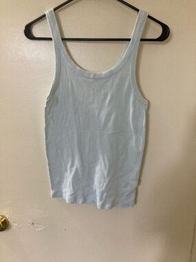 American Eagle Outfitters Pale Blue Ribbed Scoop Tank